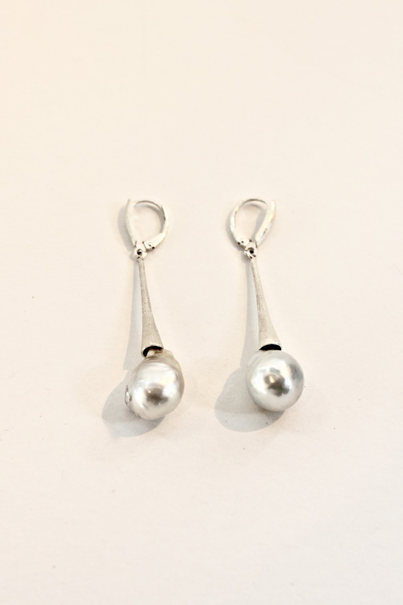sterling silver drop earrings w/ south sea pearls