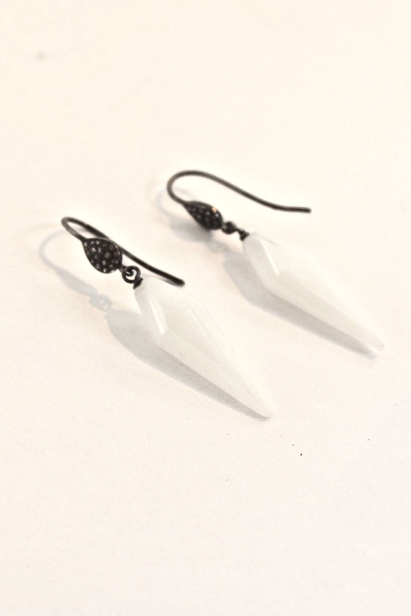 white quartz drop earrings
