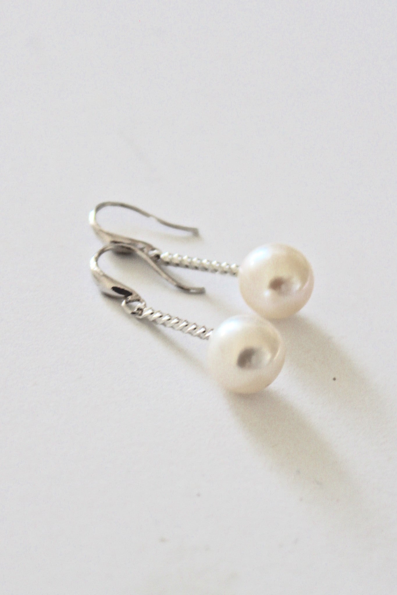 sterling silver drop earrings with freshwater pearls