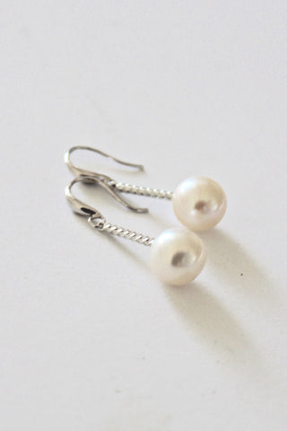 sterling silver drop earrings with freshwater pearls